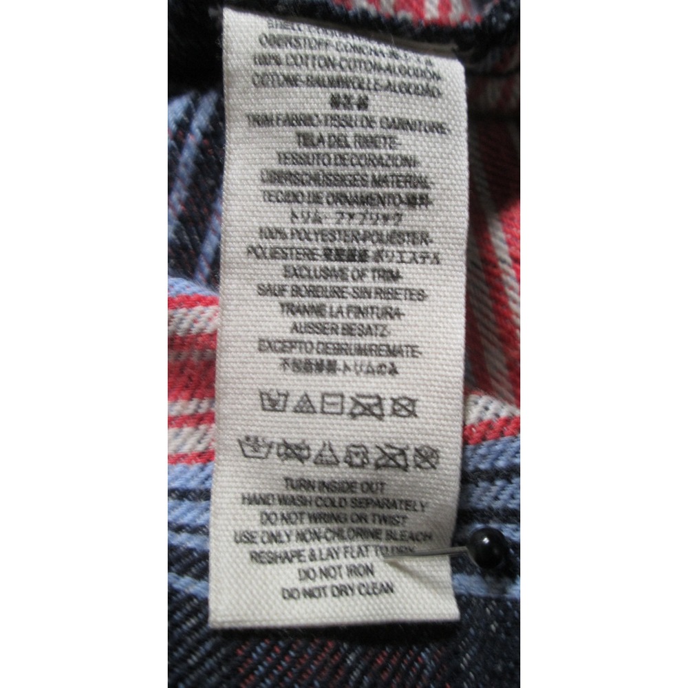 Free People‎ Shirt Small Navy Plaid Sequin Embellished Long Sleeve - Picture 11 of 11